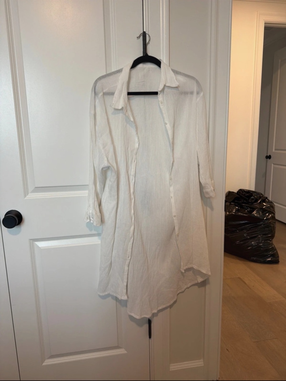 Women's White Button-Front Swim Coverup Shirt